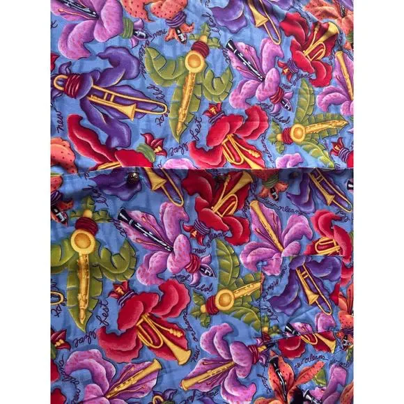 Vintage Bayou Wear Jazz Fest New Orleans Colorful Button Down Shirt size XL